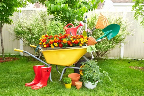 Professional landscaping in Gunnersbury showing layered planting and outdoor layout planning